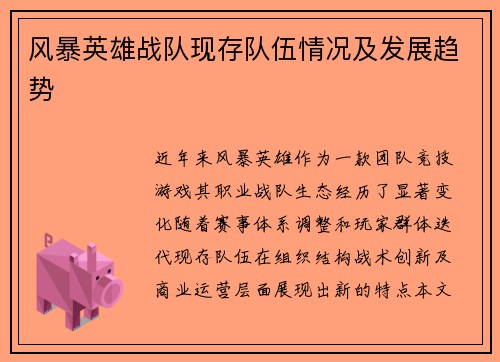 风暴英雄战队现存队伍情况及发展趋势